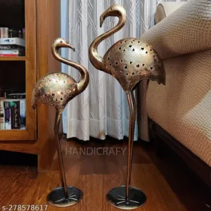 Iron Flamingo Figurines For Home Garden Decor Large Metal Bird Statues 27 Inch