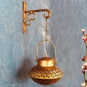 Iron Small Handi Degchi Style And T Light Dhoop Holder With Bell And Bracket