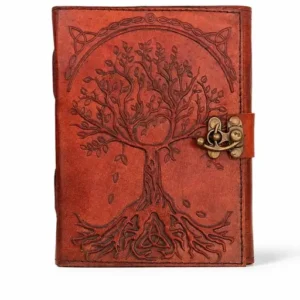 Red Tree Embossed Antique Handmade Leather Bound Journal Gift For Men Women Daily Notebook Diary Writing Pad For Artist Sketchbook Travel Drawing Journal Plain Paper 7X5