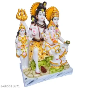 Marble White Shiv Parivar Family Statue Idol Shiv Parivar Murti Home Decoration Pooja Gift Idol 105 Inch