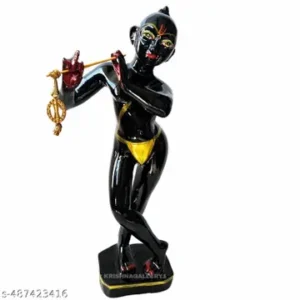 Polyresin Black Banke Bihari Black Krishna Kanha Ji Murti Statue Idol For Home Ppooja Room Gifted Piece 10 Inches