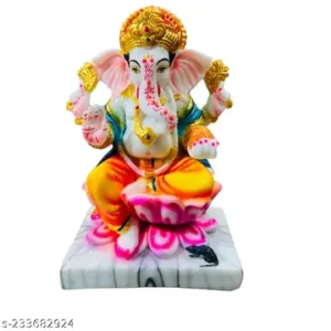 White Marble Lord Ganesh Ji Murti Ganpati Ganesha Ji Maharaj Murti Statue Idol For Pooja Room 7 Inch