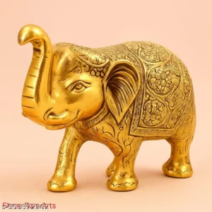 Metallic Handcrafted Elephant Golden Colour For Homeofficetemple Decoration