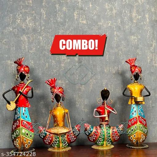 Flicker Of Tradition Handcrafted Rajasthani Musician Set With Tea Light Holder Perfect For Intimate Moments