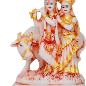 Radha Krishna Cow Idol Shri Radha Krishna Murti With Cow For Home Temple Mandir Pooja Room Decor Radha Krishna Ji Idol For Vastu Spiritual Worship Meditation Statue Decorative Religious Showpiece For Home Office Diwali Gift Janmashtami Housewarming Festival Gifting 10 Inch