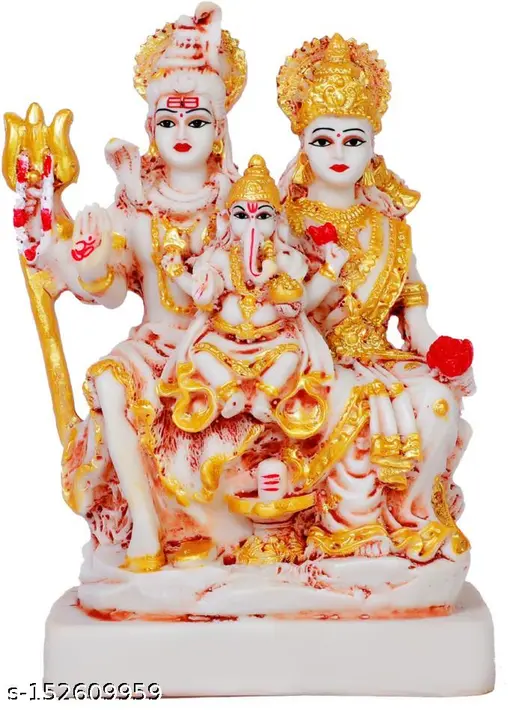 Shiv Parivar Idol With Ganesha For Home Mandir Pooja Lord Shiva Parvati Ganesh Family Murti Statue Shiv Shakti Ganpati Decorative Showpiece For Temple Living Room Office Ideal Gift For Mahashivratri Diwali Housewarming Festivals 8 Inch